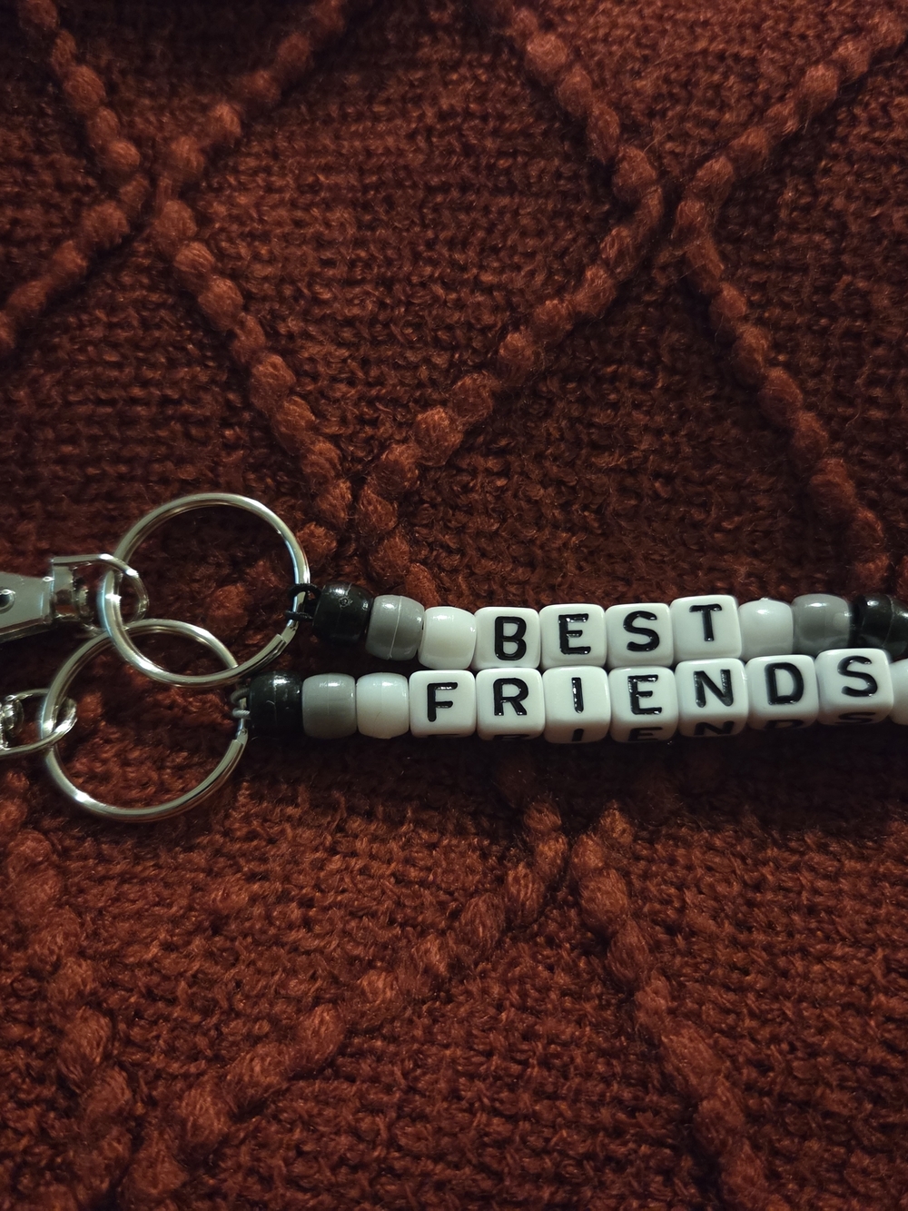 Best Friends Beaded Keychain Set - Black & White